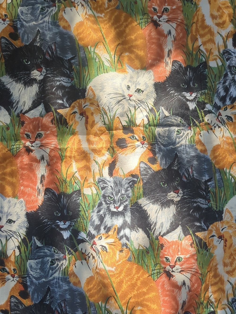 Vintage Cat Print Shower Curtain Fabric